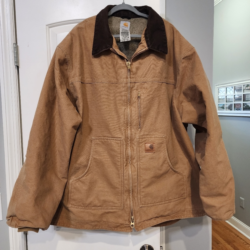 Men's Carhartt Sherpa-Lined Field Jacket - Loose Fit - Washed Duck. 4XL TALL